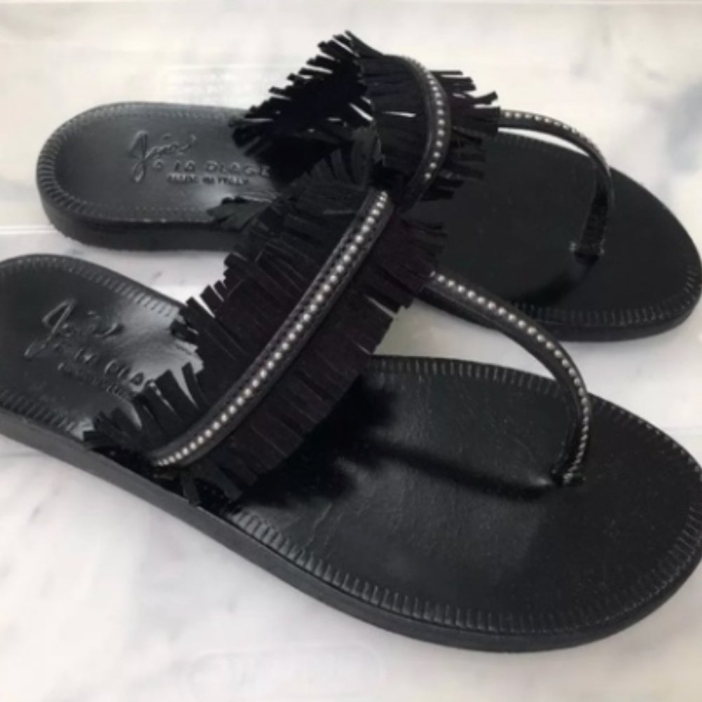 Joie a la Plage Black Fringed Thong Sandals 36.5
